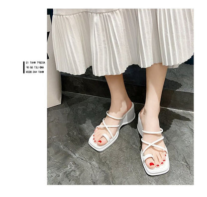Loop Toe Wedge-Heel Sandals