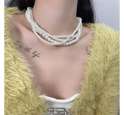 Layered Faux Pearl Choker