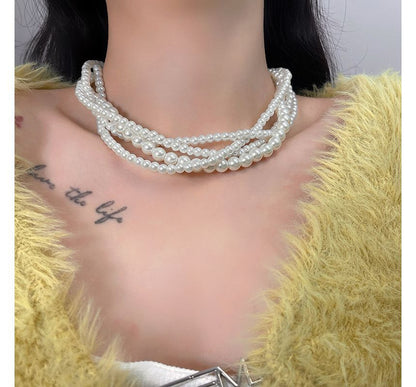 Layered Faux Pearl Choker