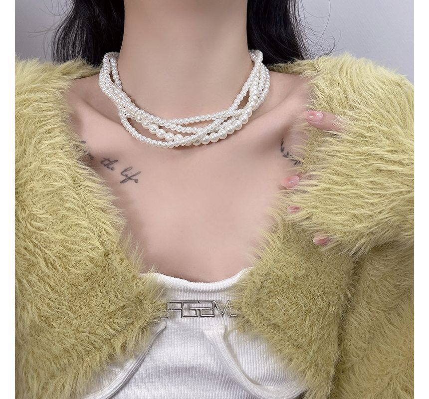 Layered Faux Pearl Choker