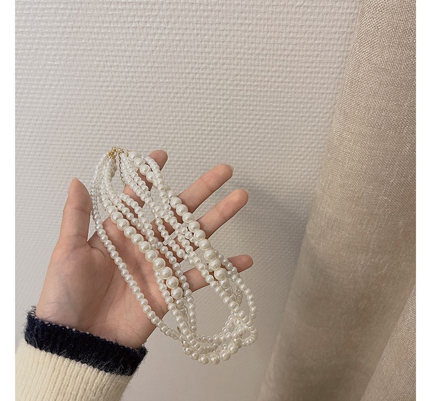 Layered Faux Pearl Choker