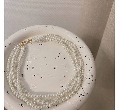 Layered Faux Pearl Choker