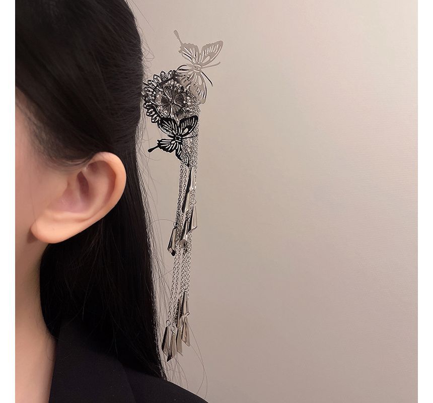 Hair Alloy Fringed Butterfly Stick