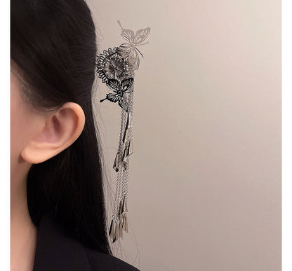 Hair Alloy Fringed Butterfly Stick