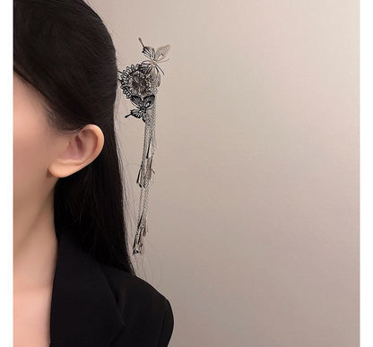 Hair Alloy Fringed Butterfly Stick