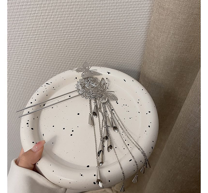 Hair Alloy Fringed Butterfly Stick