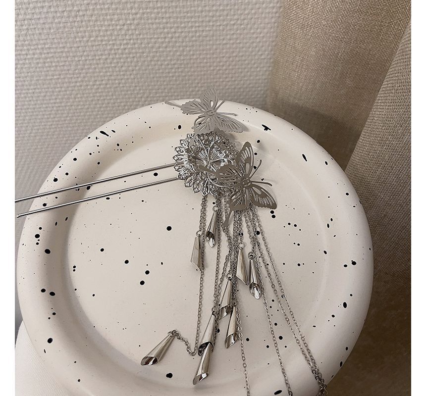 Hair Alloy Fringed Butterfly Stick