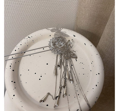 Hair Alloy Fringed Butterfly Stick