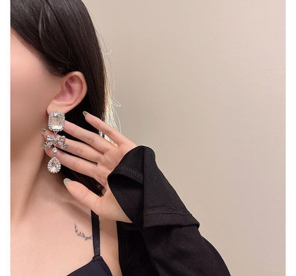 Faux Crystal Earring Dangle Bow