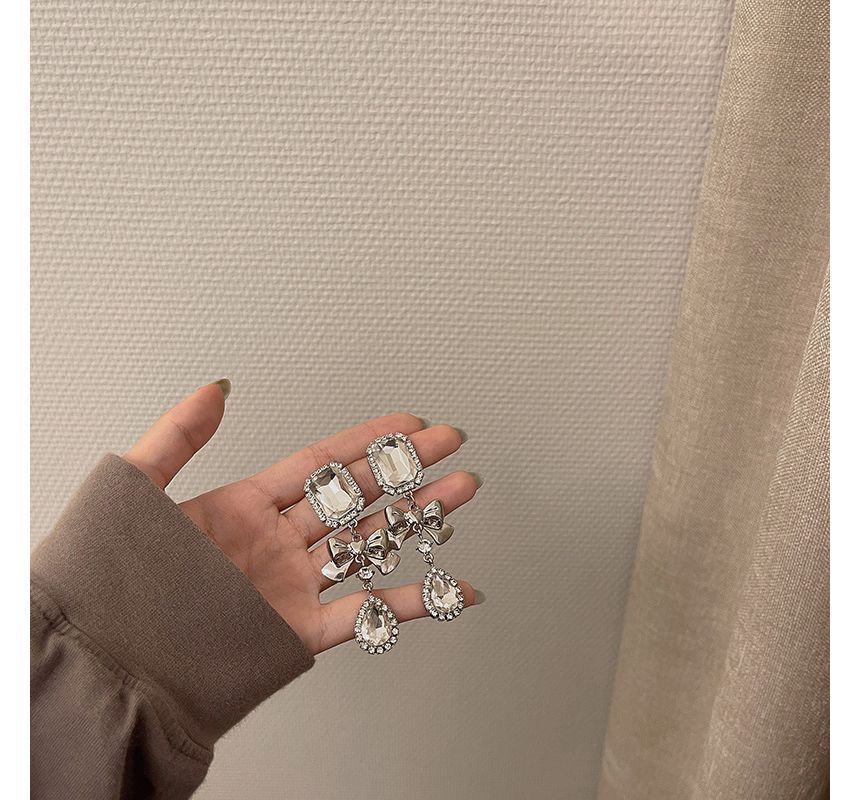 Faux Crystal Earring Dangle Bow