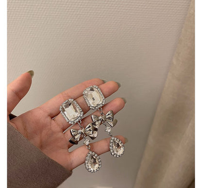 Faux Crystal Earring Dangle Bow