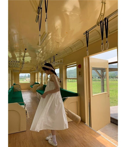 Strap Sundress Plain Midi Spaghetti