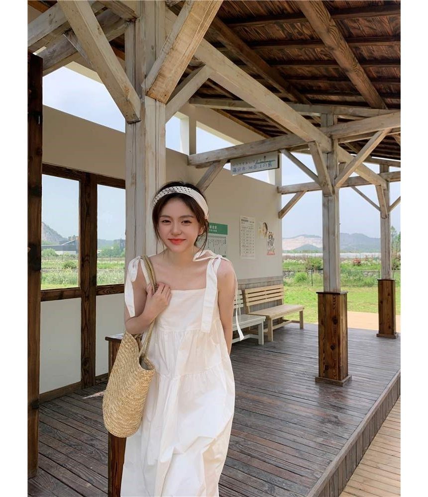 Strap Sundress Plain Midi Spaghetti