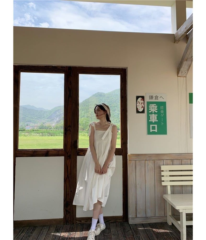 Strap Sundress Plain Midi Spaghetti