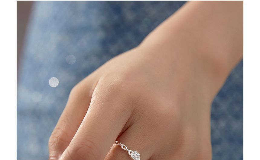 925 Sterling Silver Rhinestone Open Ring