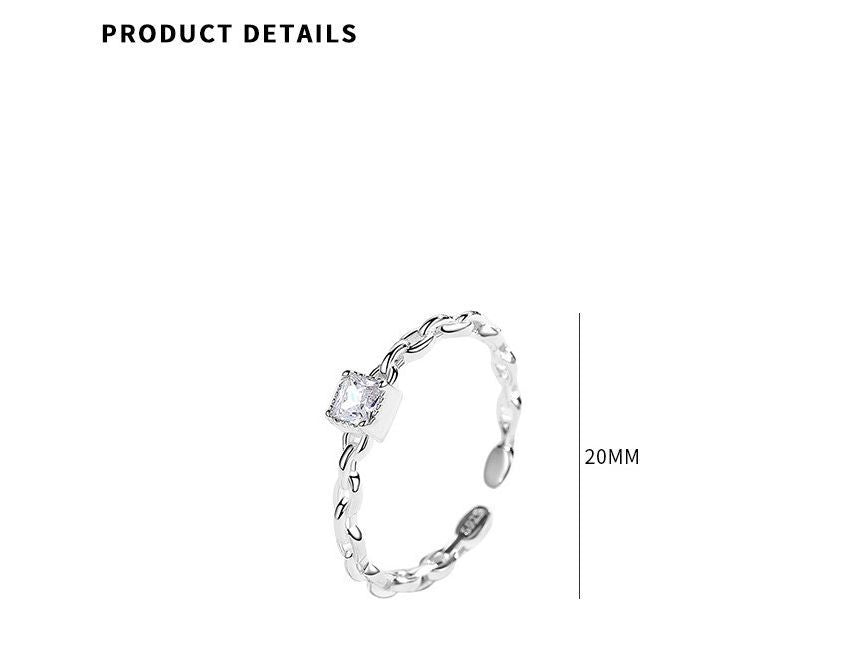 925 Sterling Silver Rhinestone Open Ring