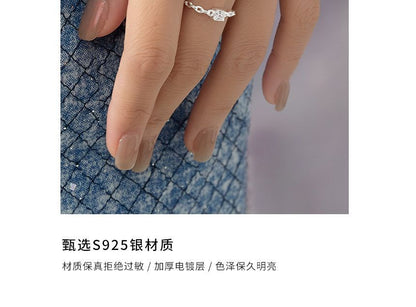 925 Sterling Silver Rhinestone Open Ring