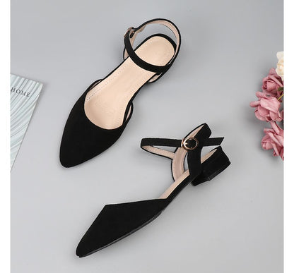 Strap Heel Chunky Ankle Sandals Pointy-Toe