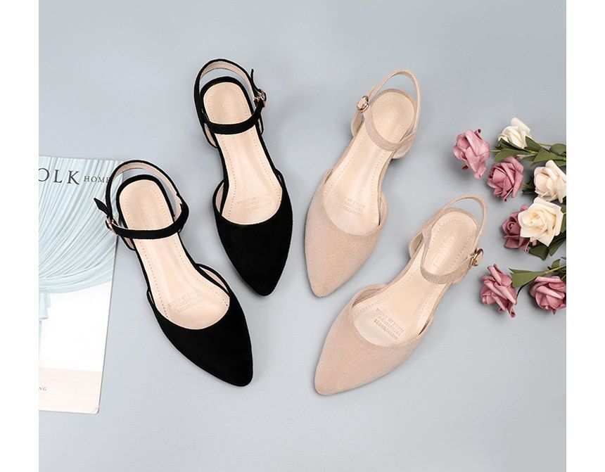 Strap Heel Chunky Ankle Sandals Pointy-Toe