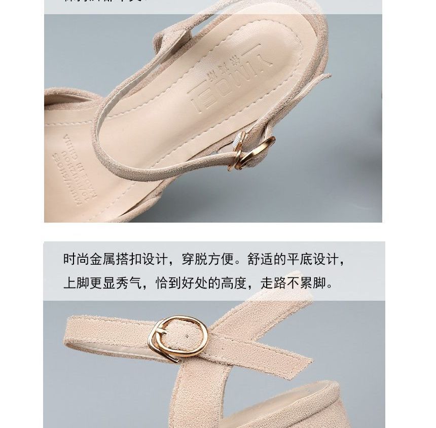 Strap Heel Chunky Ankle Sandals Pointy-Toe