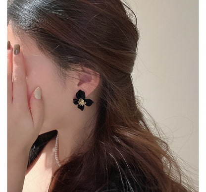 Flower Earring Flocking Alloy