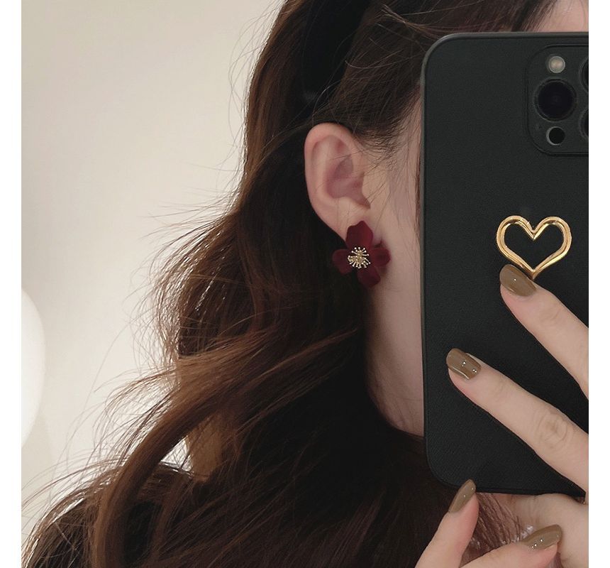 Flower Earring Flocking Alloy