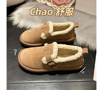 Fleece-Lined Buckled Loafers