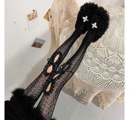 Ruffled Cutout Lace Stockings