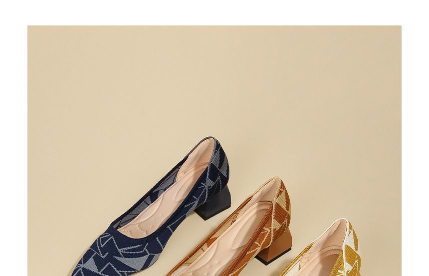Pumps Pointed Block-Heel Knit