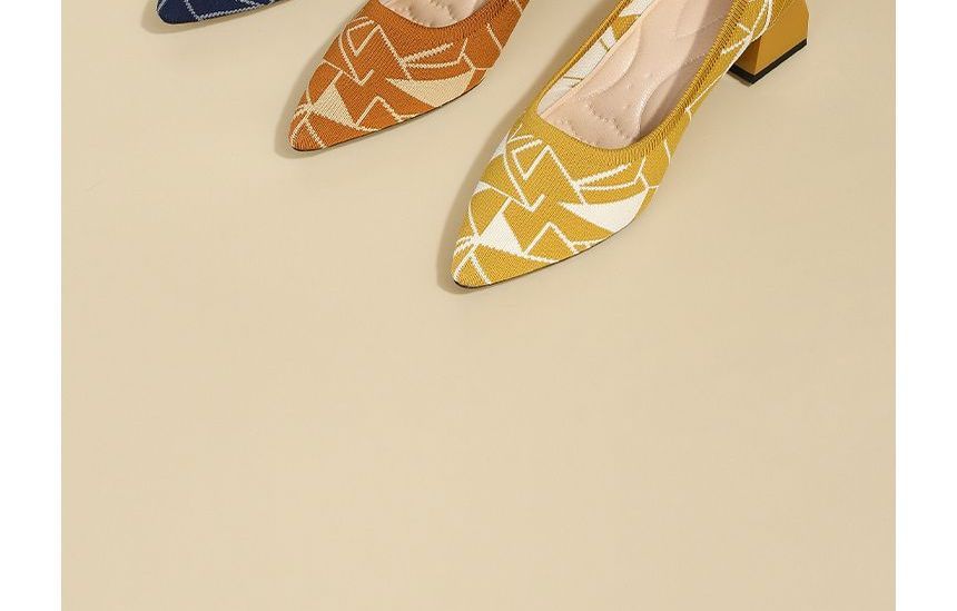 Pumps Pointed Block-Heel Knit
