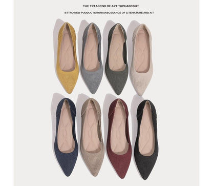 Low-Heel Knit Pumps Pointed