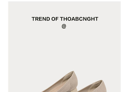 Low-Heel Knit Pumps Pointed