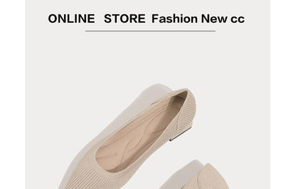 Low-Heel Knit Pumps Pointed