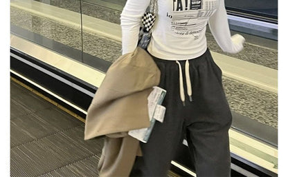 Slim-Fit Cold-Shoulder Long-Sleeve Top Print