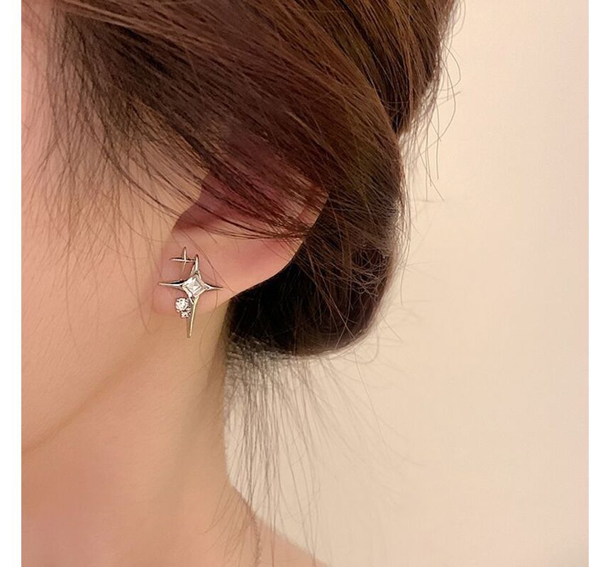 Earring Star Rhinestone Alloy