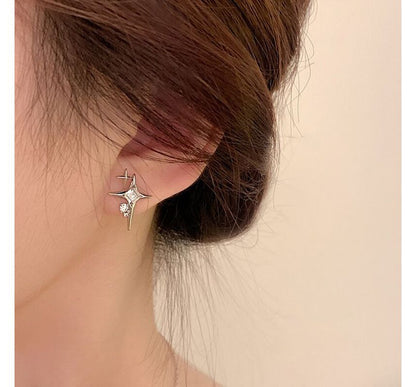 Earring Star Rhinestone Alloy