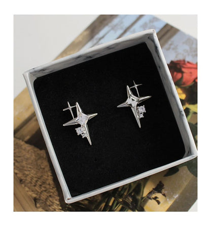 Earring Star Rhinestone Alloy