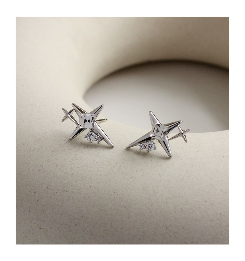 Earring Star Rhinestone Alloy