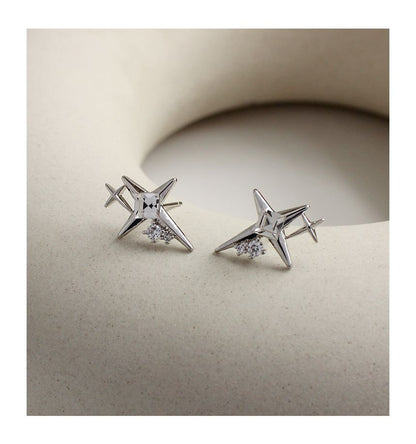 Earring Star Rhinestone Alloy