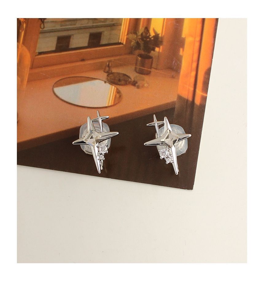 Earring Star Rhinestone Alloy