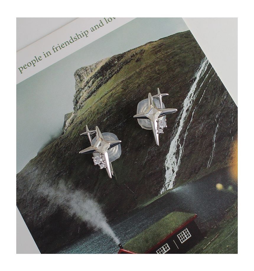 Earring Star Rhinestone Alloy