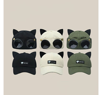 with Ear Aviator Cap Baseball Cat Goggles