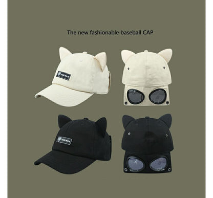 with Ear Aviator Cap Baseball Cat Goggles