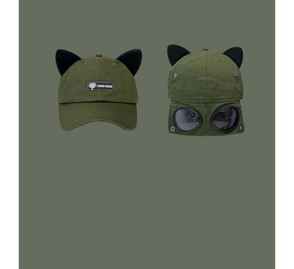 with Ear Aviator Cap Baseball Cat Goggles