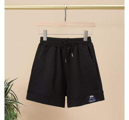 Plain High Shorts Waist Applique Label