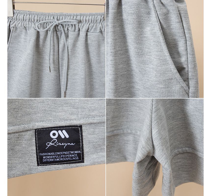 Plain High Shorts Waist Applique Label