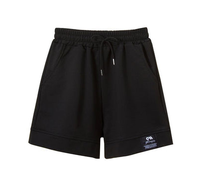 Plain High Shorts Waist Applique Label