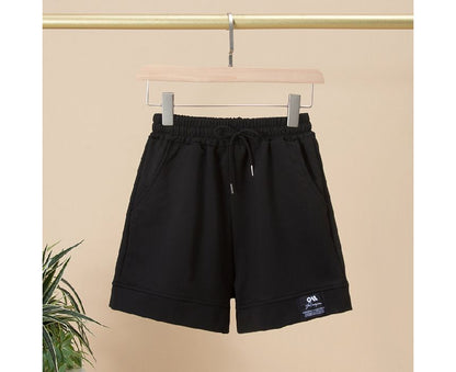 Plain High Shorts Waist Applique Label