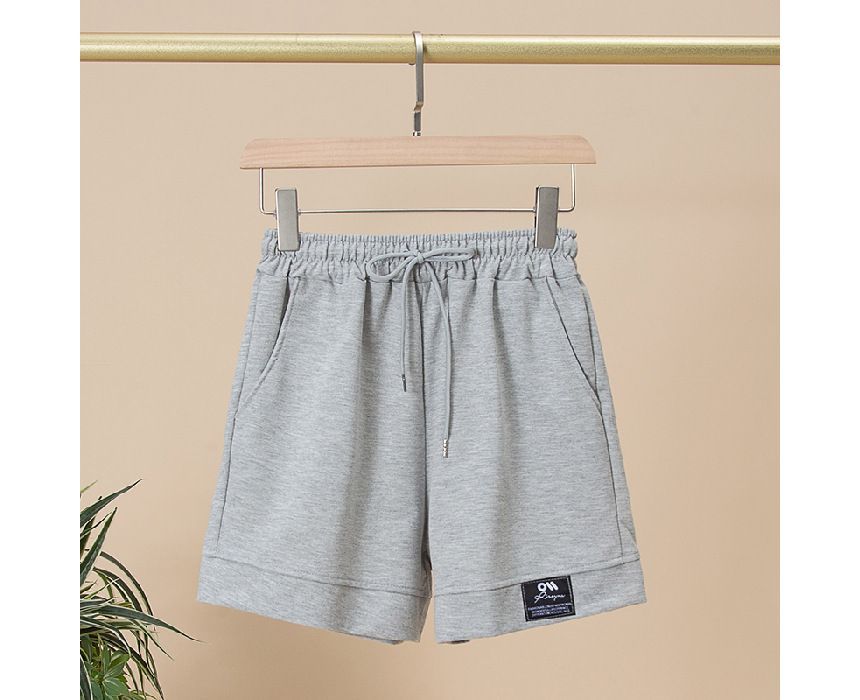 Plain High Shorts Waist Applique Label