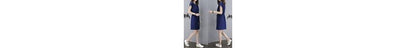 A-Line Short-Sleeve V-Neck Dress Plain Mini Drawstring-Waist